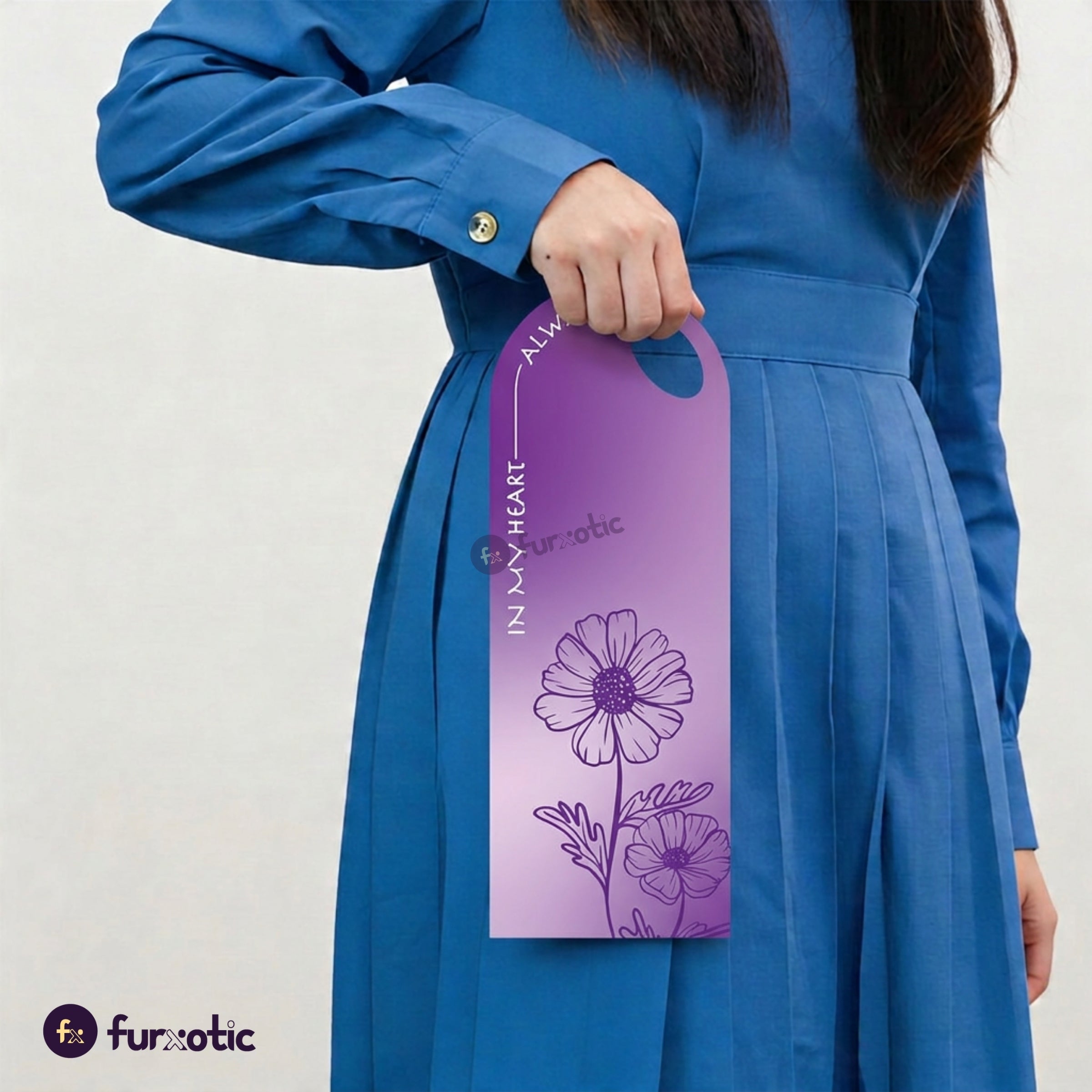 "In My Heart Always" Flower Card (Purple - Pack of 10)