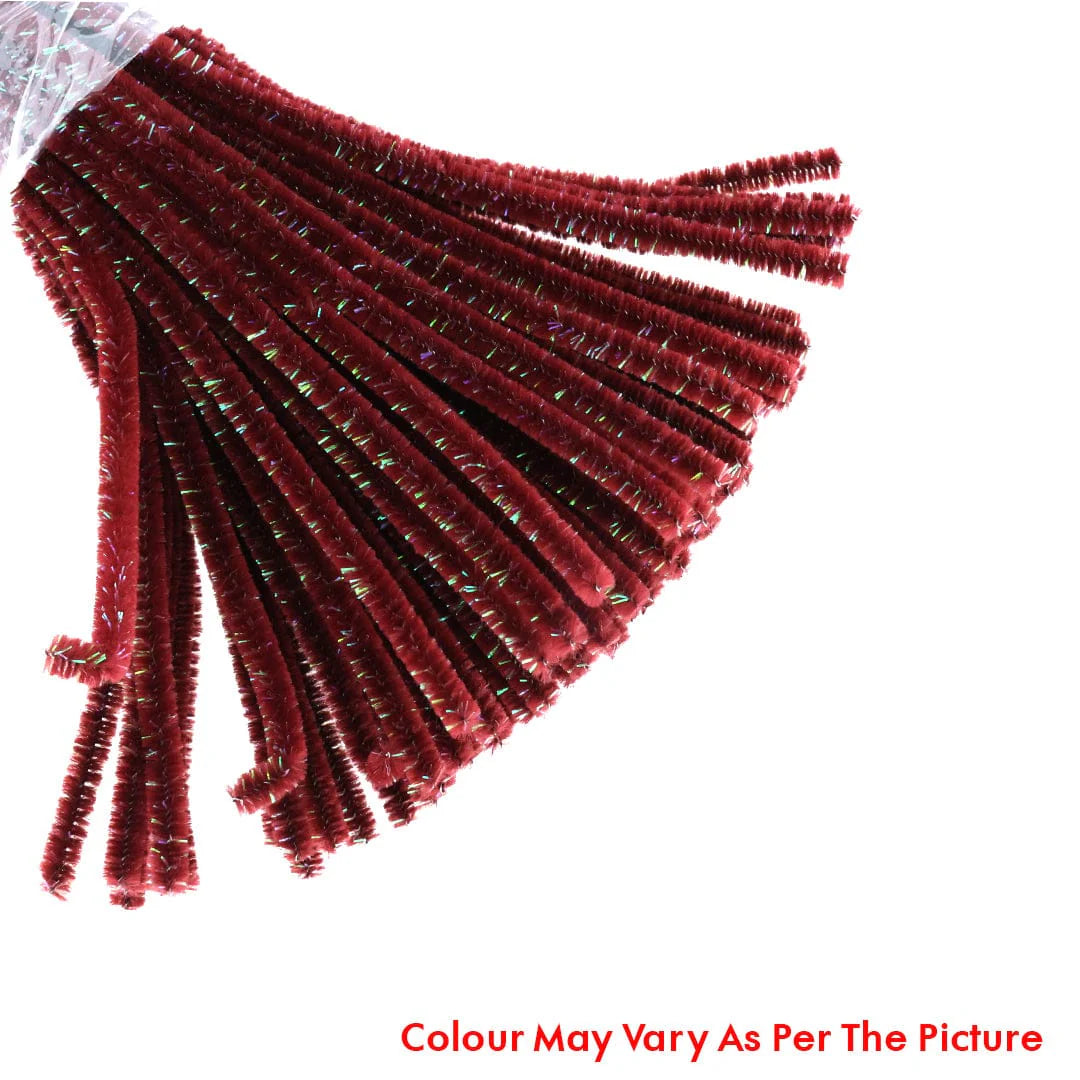 Pipe Cleaner Rainbow Glitter 100pcs (Maroon)