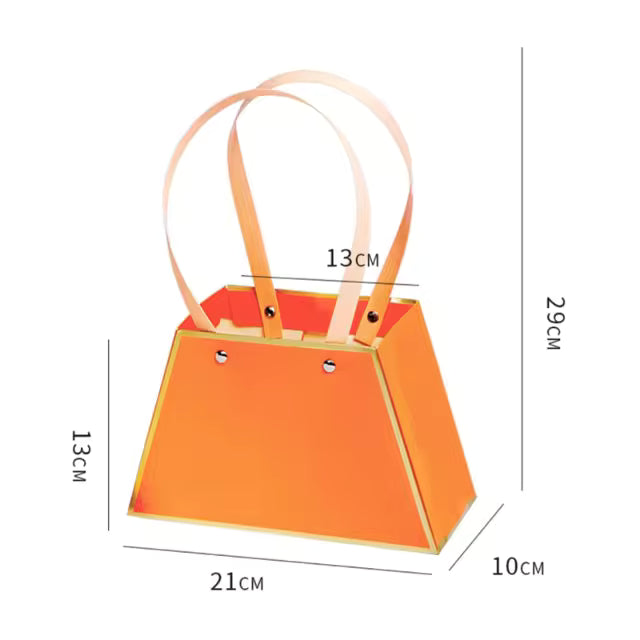 Portable Flower & Gift Hand Bag – Bouquet Packaging Bag with Gold Border