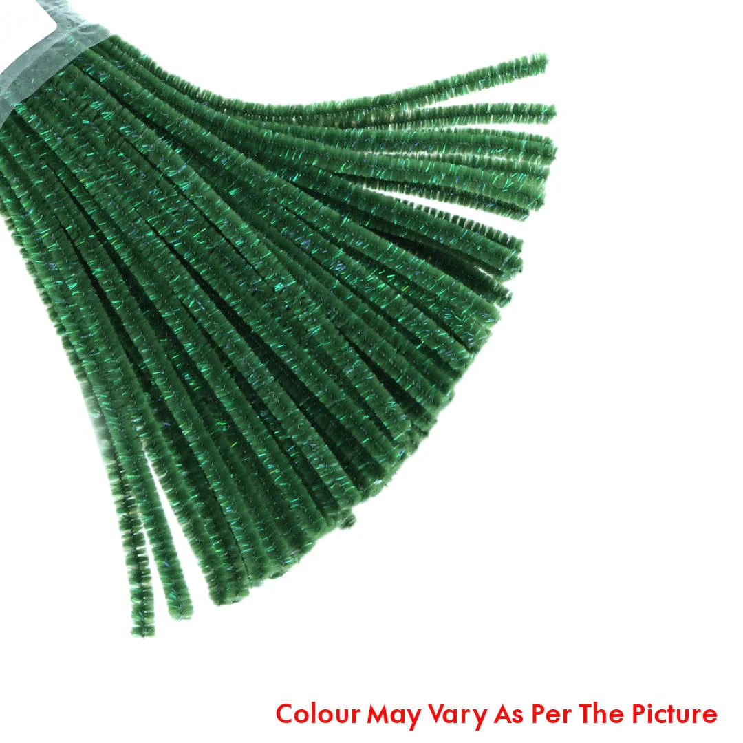 Pipe Cleaner Rainbow Glitter 100pcs (Pine Green)