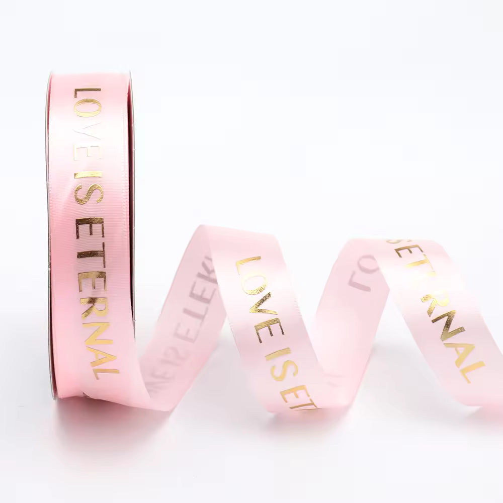 Love Is Eternal Satin Ribbon (1 Inch × 30 Meters - Pink)
