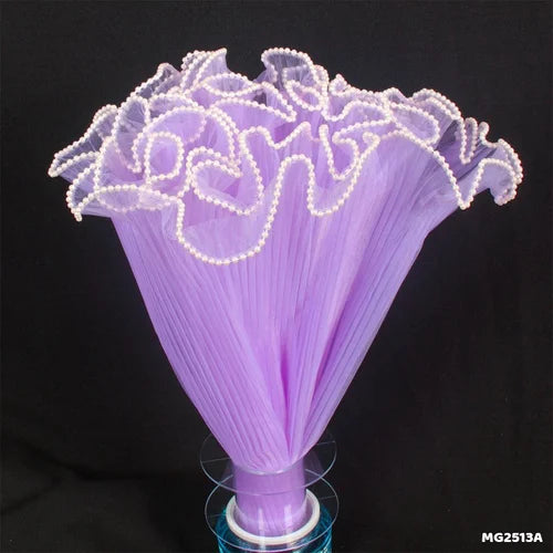 Wrinkled Wavy Wrapping Net with Pearl Edge (Purple)