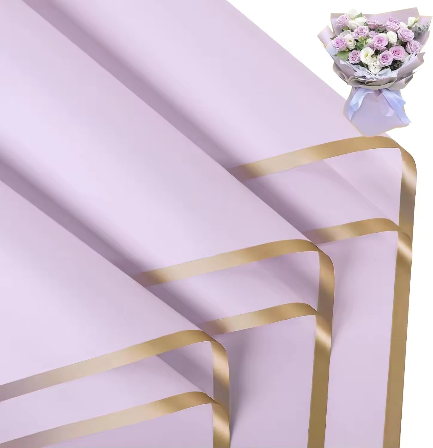 Wrapping Sheets Gold Border (A2 - Purple - 20 Sheets)