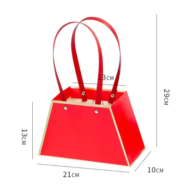 Portable Flower & Gift Hand Bag – Bouquet Packaging Bag with Gold Border