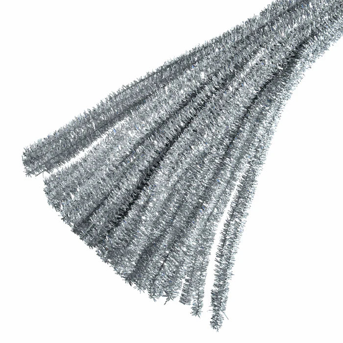 Pipe Cleaner Glitter 100pcs (Silver)