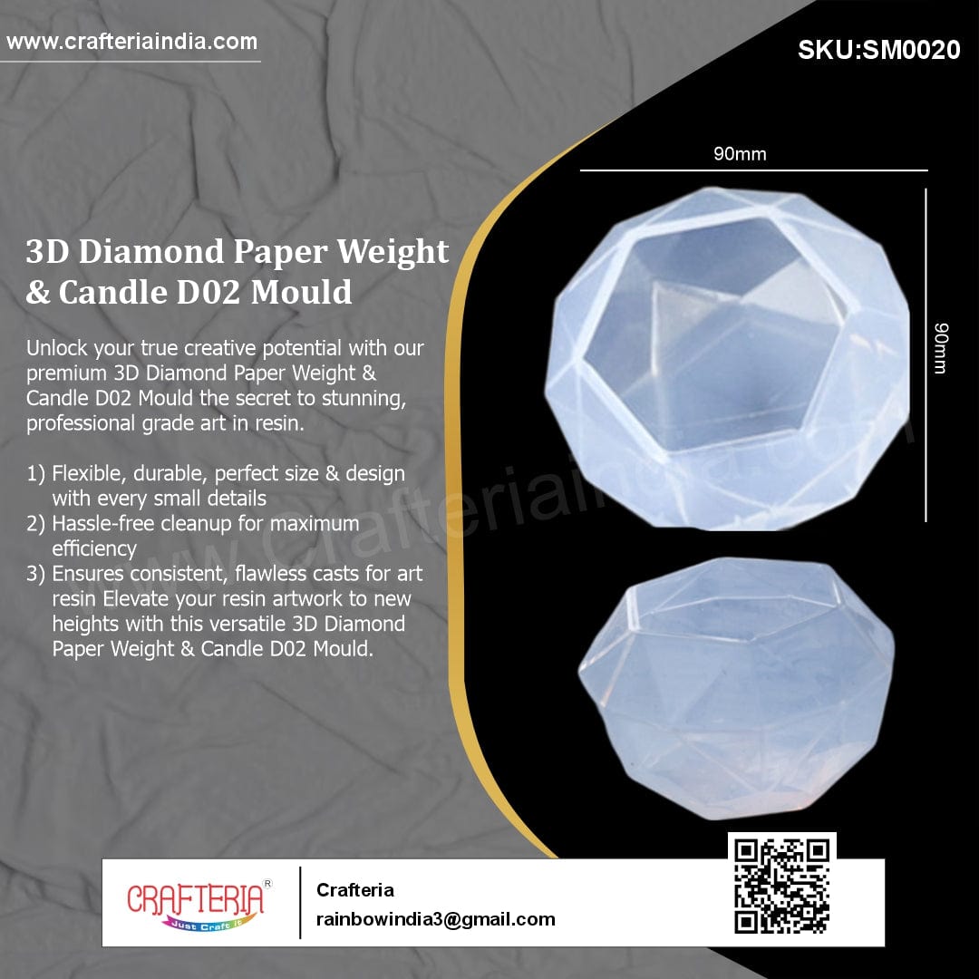 3D Diamond Paper Weight & Candle D02 Mould - 2 - Furxotic