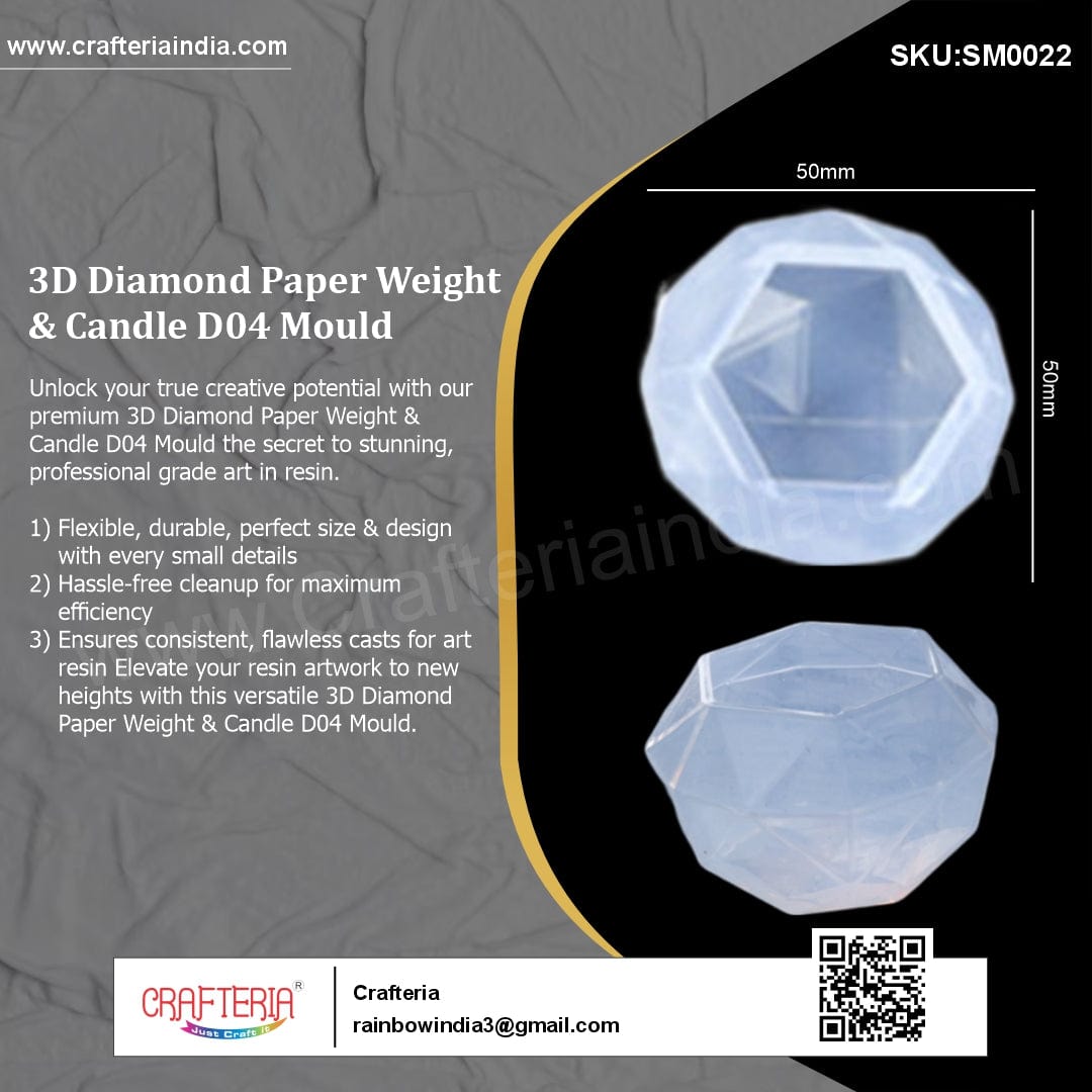 3D Diamond Paper Weight & Candle D04 Mould - 2 - Furxotic