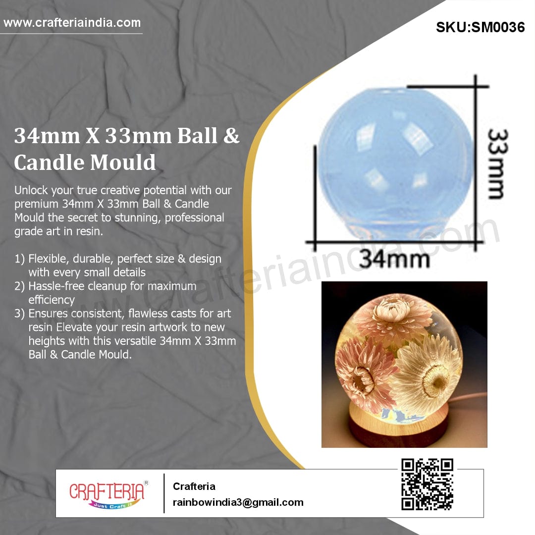 34Mm X 33Mm Ball & Candle Mould - 3 - Furxotic