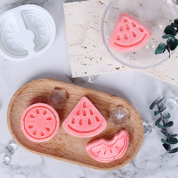 2 Cavity Round Watermelon Slice Soap & Candle Mould - 2 - Furxotic