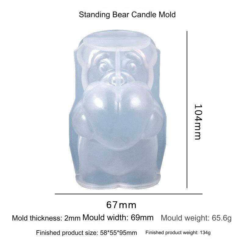 Standing Bear With Heart Candle Mould - 1 - Furxotic