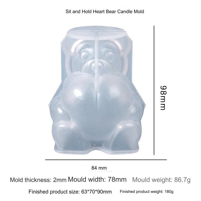 Sitting Bear With Heart Candle Mould - 1 - Furxotic