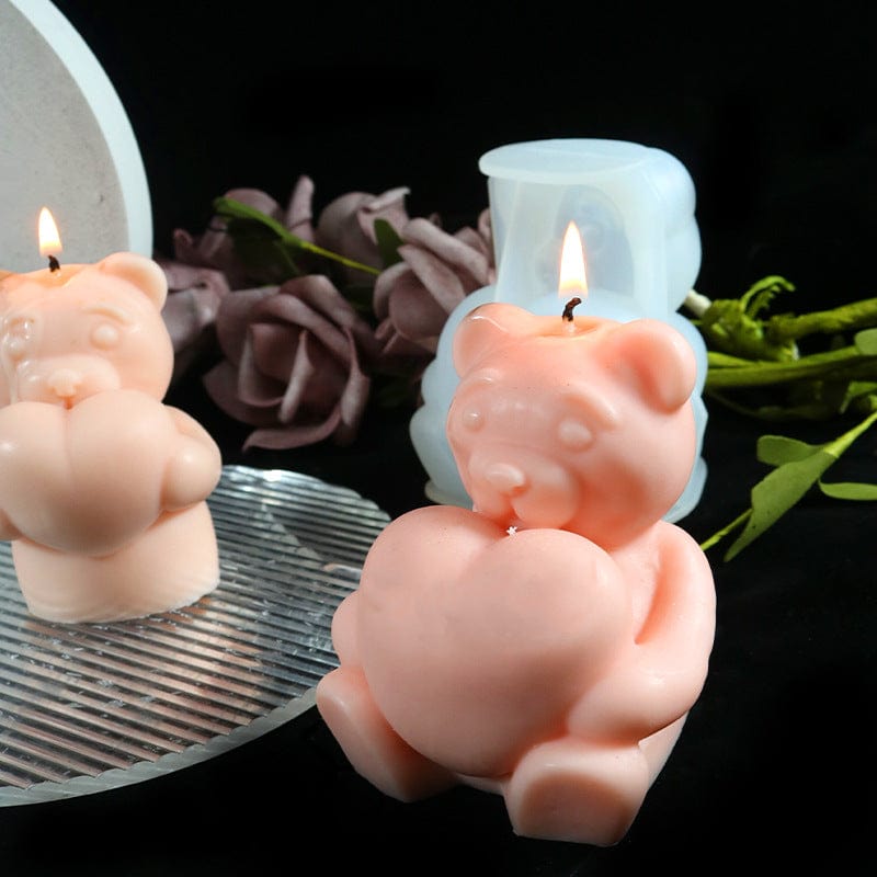 Sitting Bear With Heart Candle Mould - 3 - Furxotic