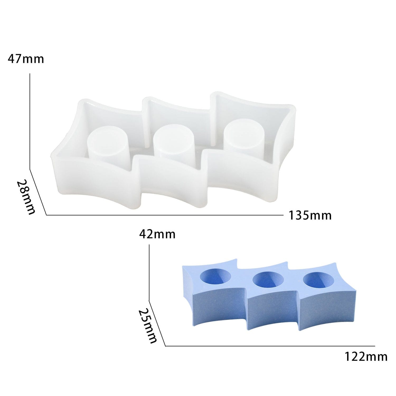3 Hole Square Candle Holder Mould - 1 - Furxotic