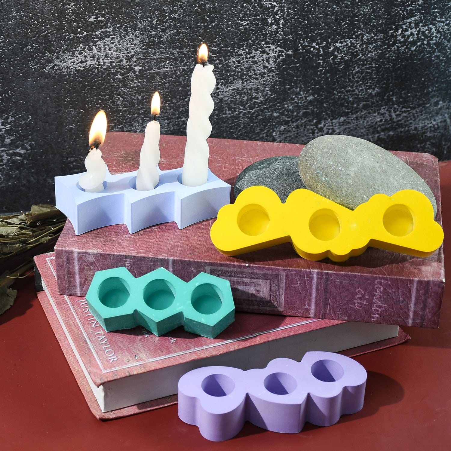 3 Hole Square Candle Holder Mould - 2 - Furxotic