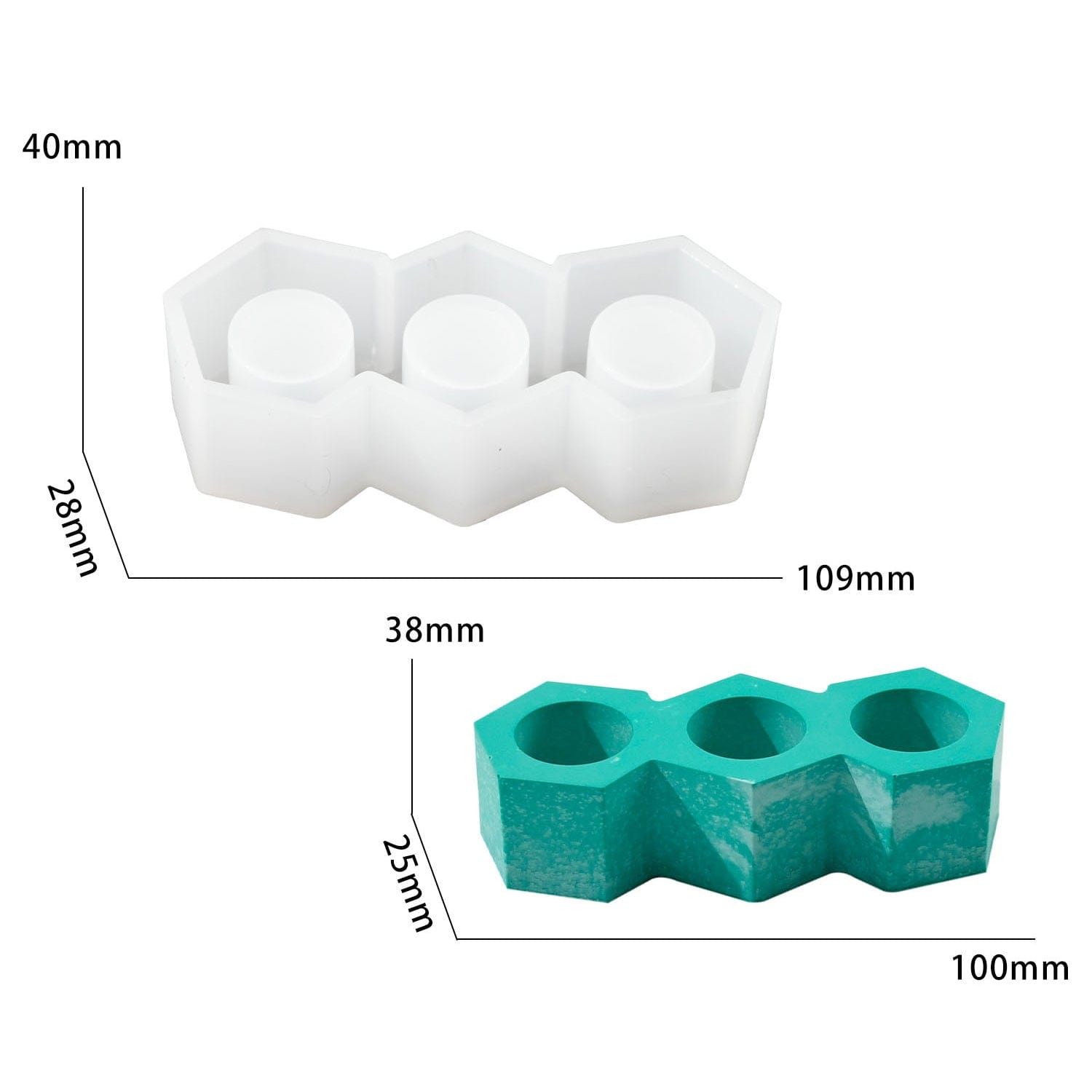 3 Hole Hexagon Candle Holder Mould - 1 - Furxotic
