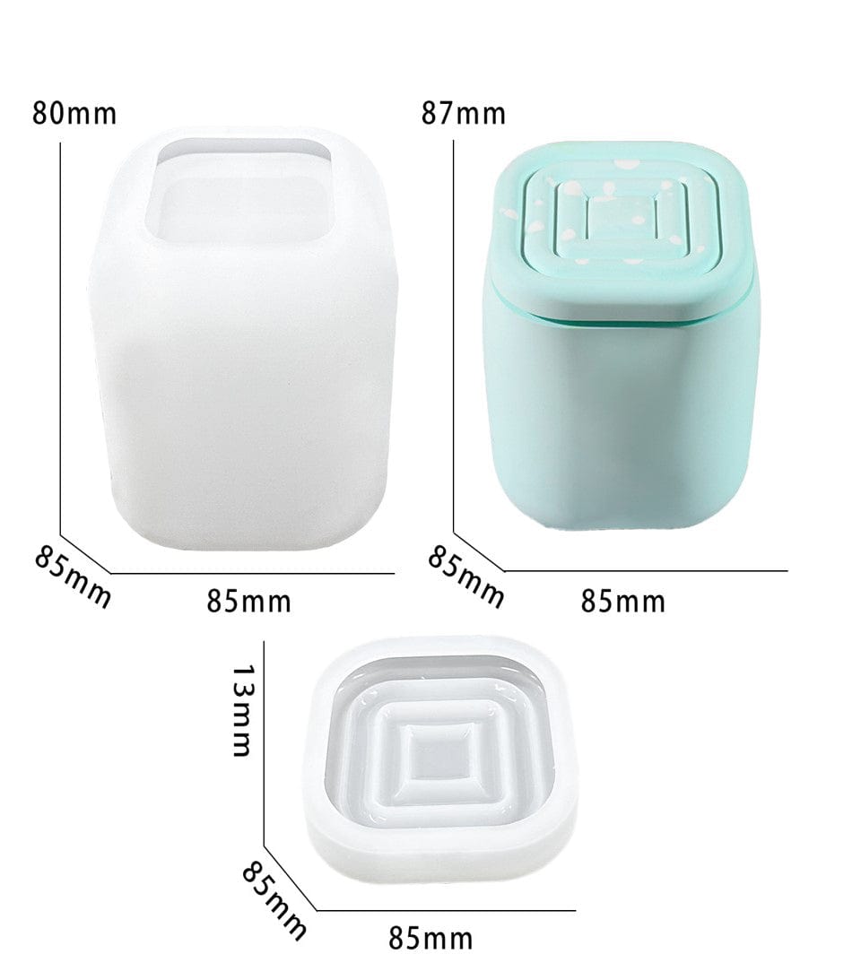 Square Candle Jar with Lids Mould - 1 - Furxotic