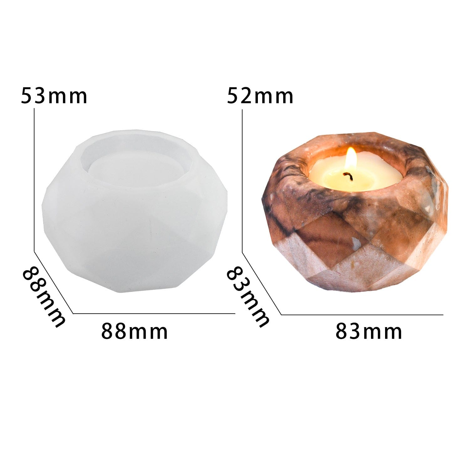 Round Diamond Cut T-Light & Candle Holder Mould - 1 - Furxotic