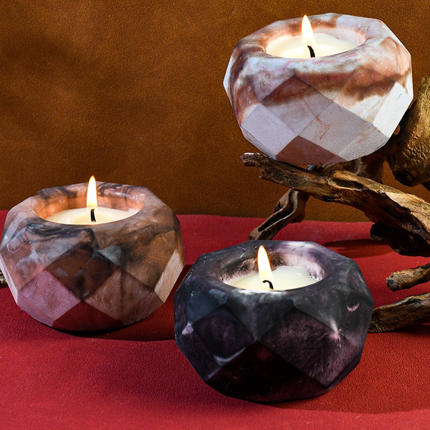 Round Diamond Cut T-Light & Candle Holder Mould - 2 - Furxotic
