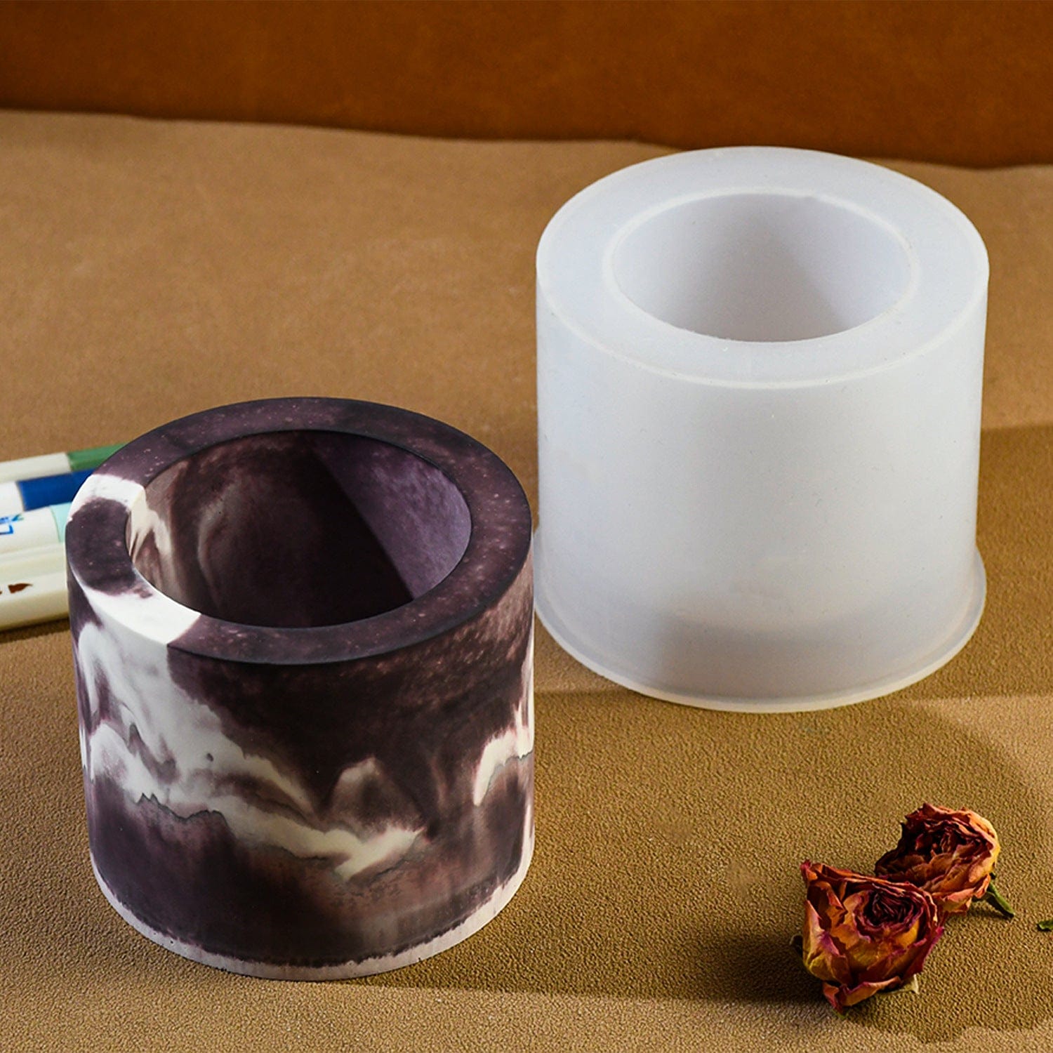 cylindrical Flowerpot, Pen stand & candle Holder Mould - 2 - Furxotic