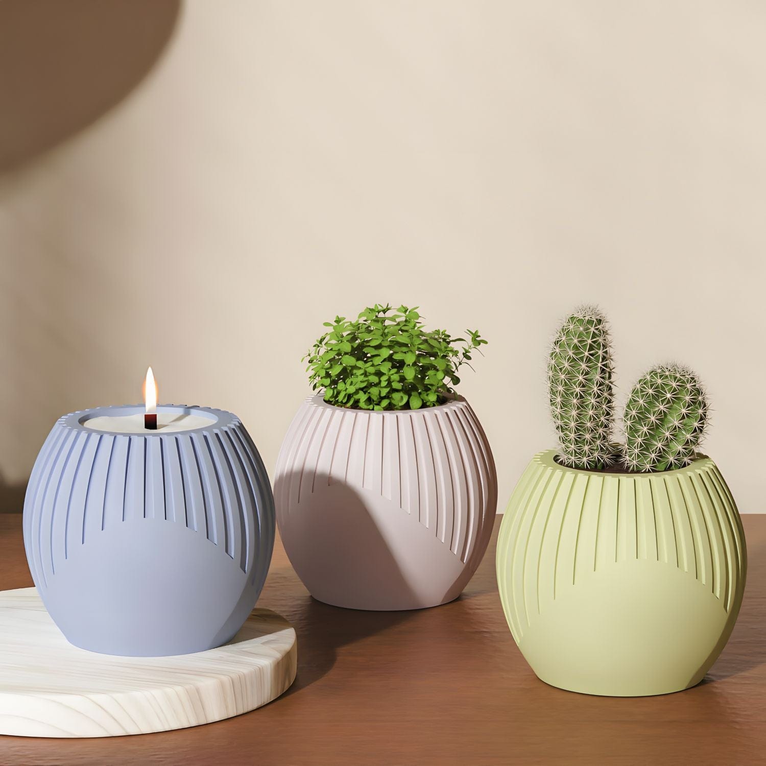 Vertical Striped Spherical Candle & Planter Mould - 3 - Furxotic