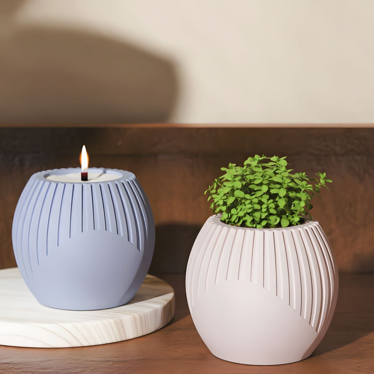 Vertical Striped Spherical Candle & Planter Mould - 2 - Furxotic