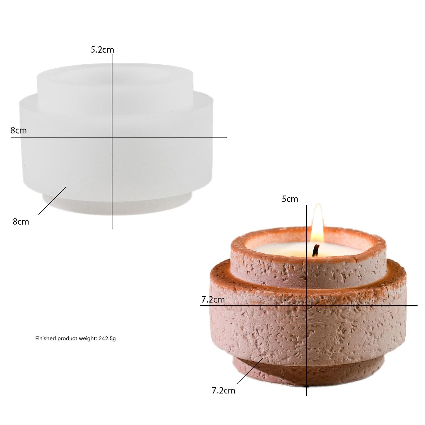 Cement Cylindrical Candle Cup Mould - 1 - Furxotic