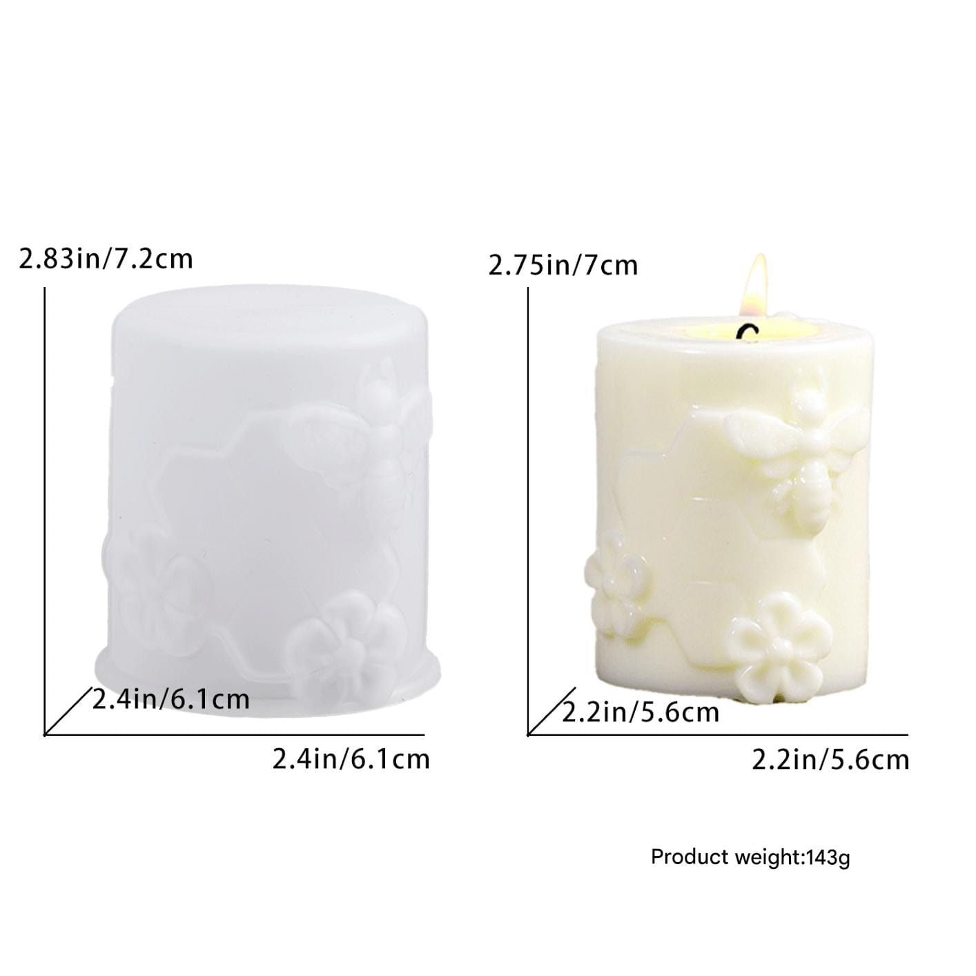 Honeycomb & Bee Theme Candle Mould - 1 - Furxotic