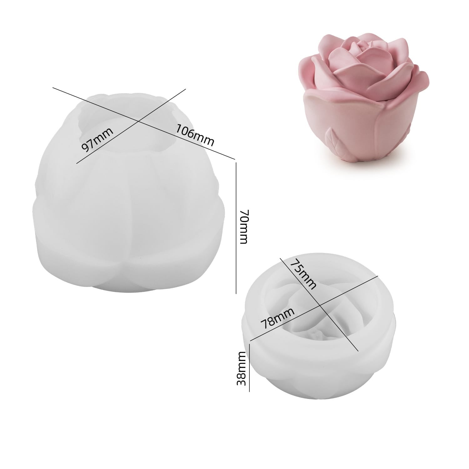 Rose Shaped Flower Candle Jar Mould - 1 - Furxotic