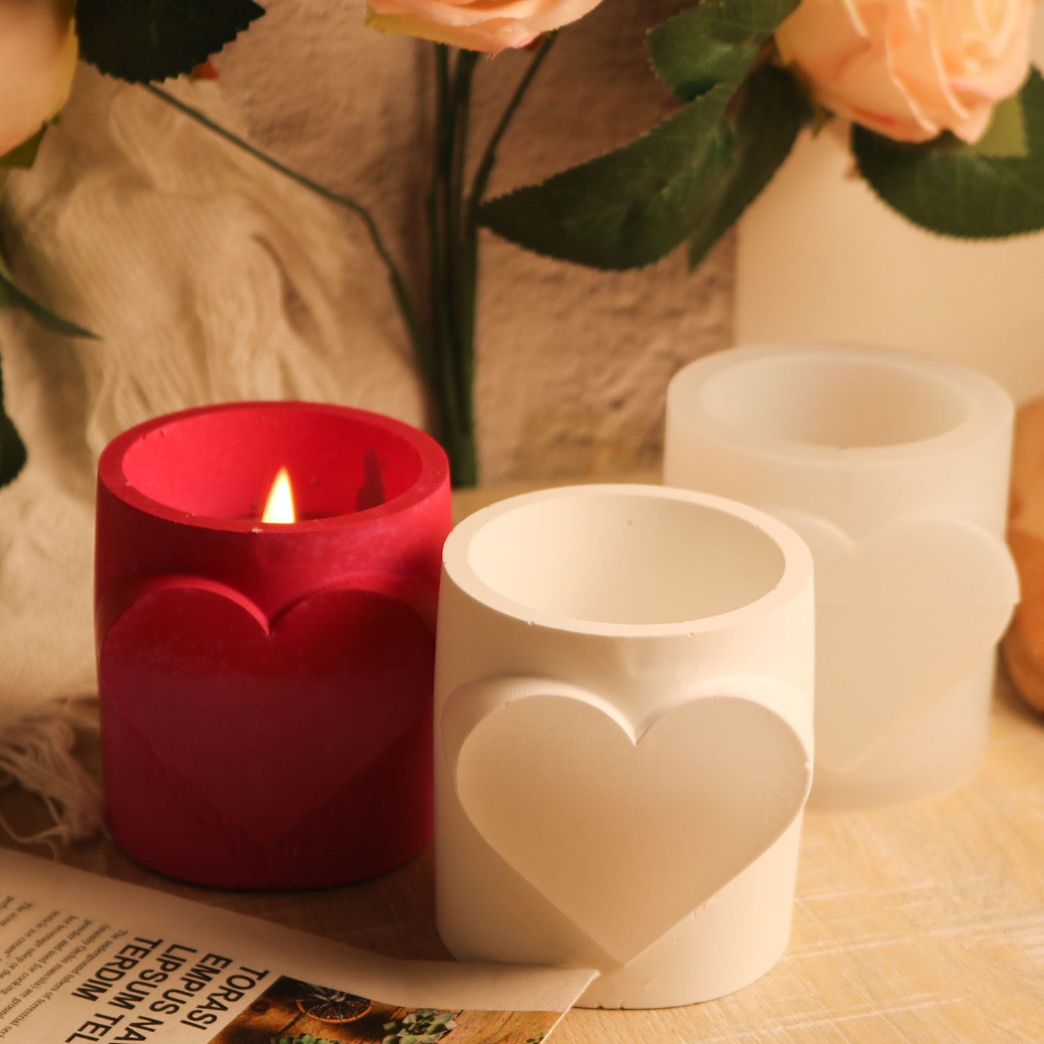 Heart Theme Candle Jar Mould - 2 - Furxotic