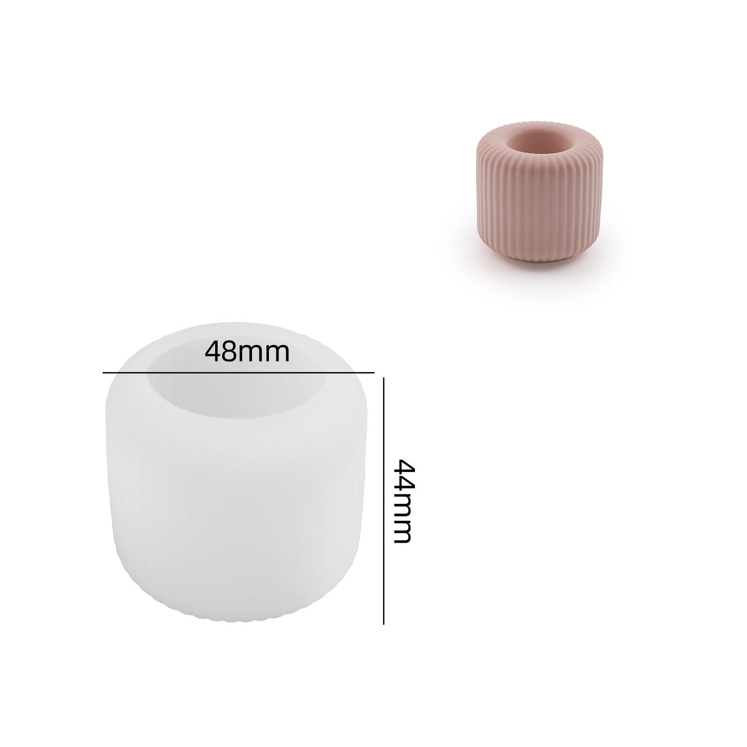 Ribbed Round Candle Holder Silicone Mould - 1 - Furxotic