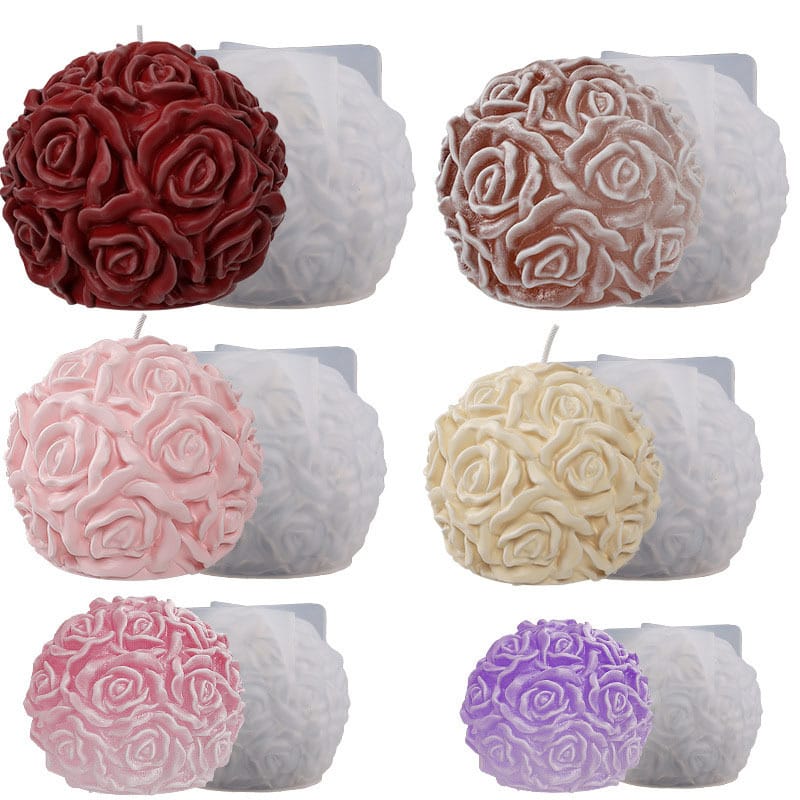 3D Round Rose Spherical Candle Mould - 2 - Furxotic