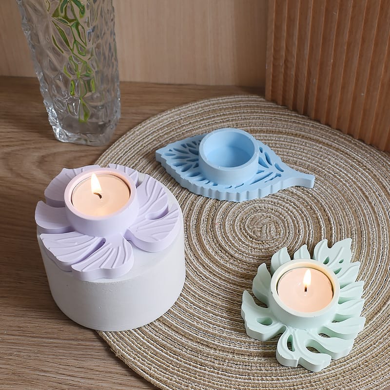 Monstera Leaf Pattern Tea Light Candle Mould - 2 - Furxotic