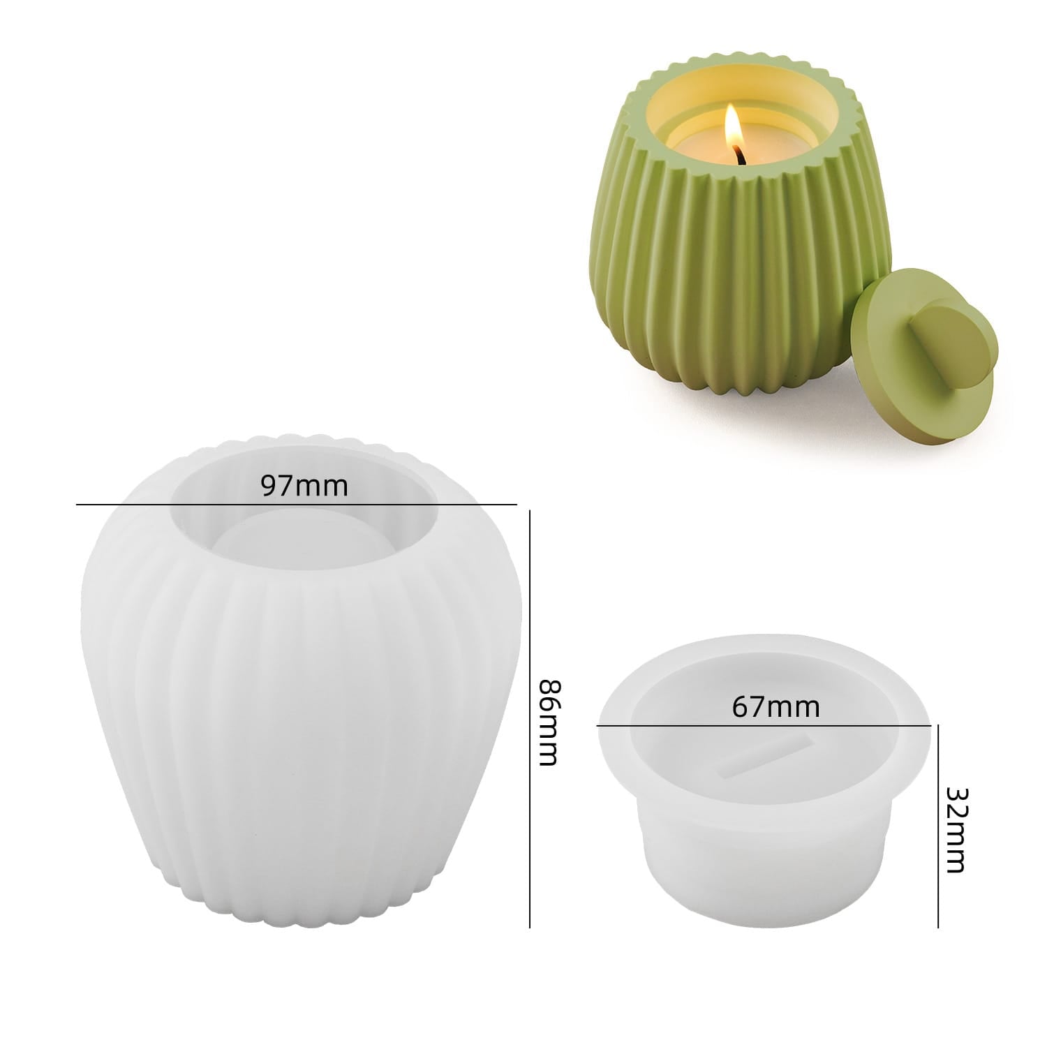Round Stripe Candle / Storage Box Mould - 1 - Furxotic