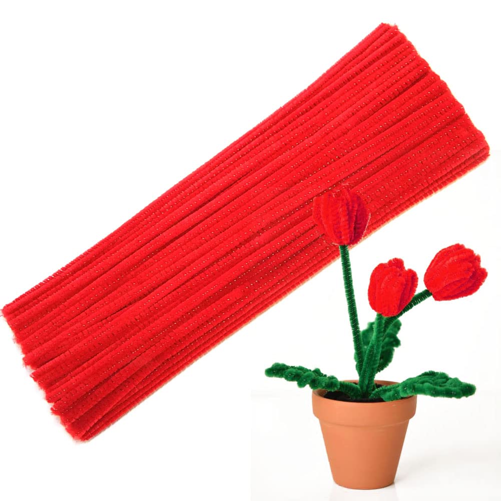 Pipe Cleaner Plain 100pcs (Tomato Red)