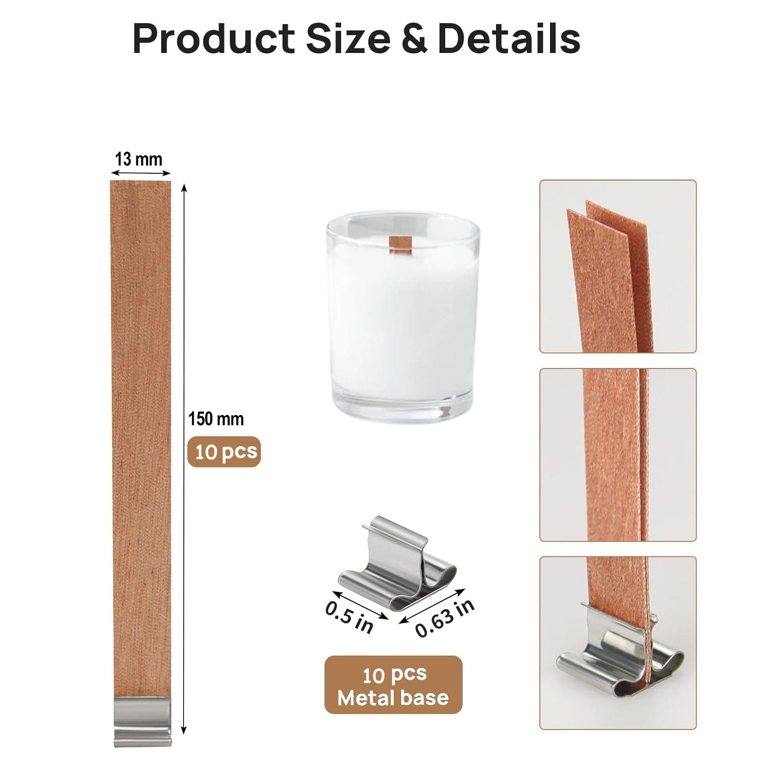Wooden Wick 1mm Thick With Metal Holder - 1 - Furxotic