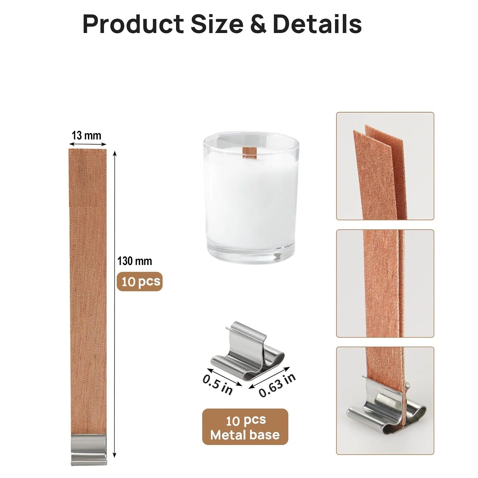 Wooden Wick 1mm Thick With Metal Holder - 2 - Furxotic