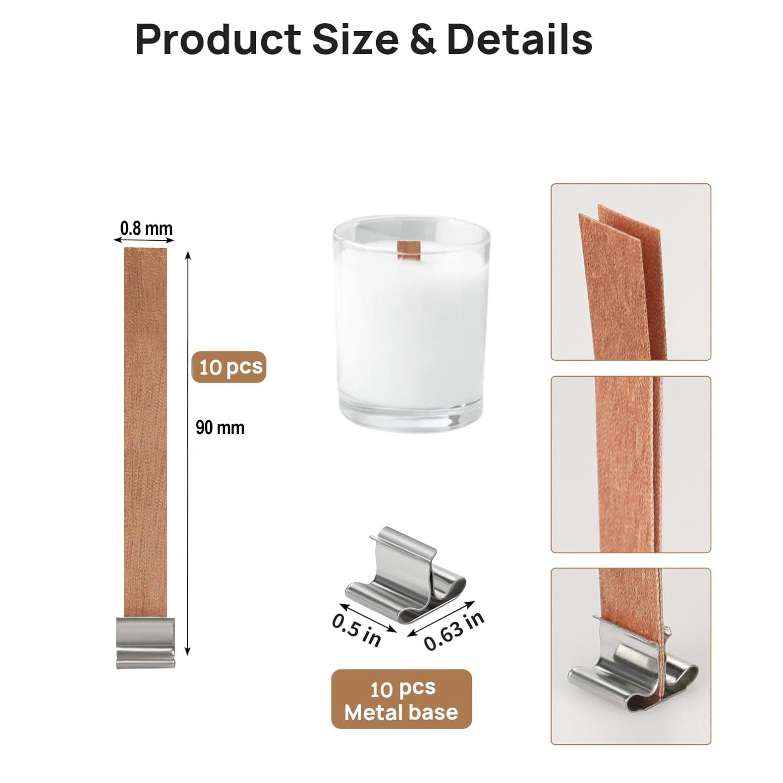 Wooden Wick 1mm Thick With Metal Holder - 5 - Furxotic