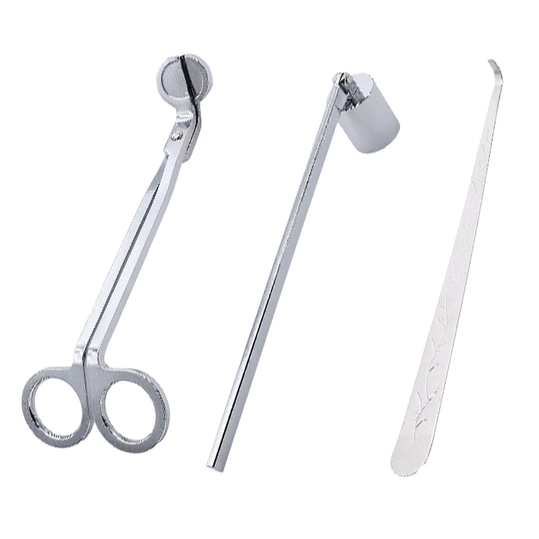 3-in-1 Candle Accessory Set – Trimmer, Dipper & Snuffer - Silver - 2 - Furxotic