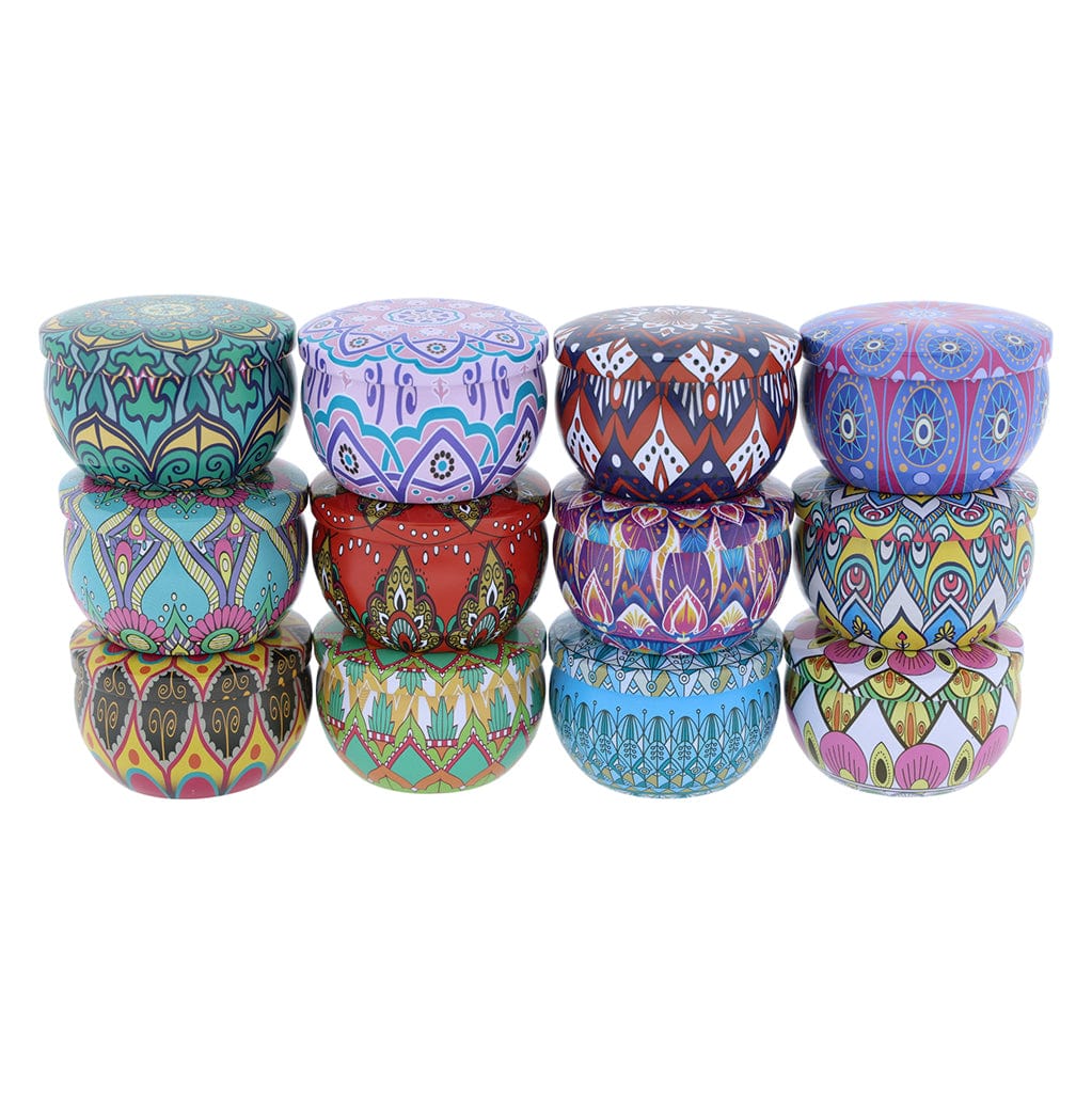 12 Pcs Mandala Pattem Tin Jar - 1 - Furxotic