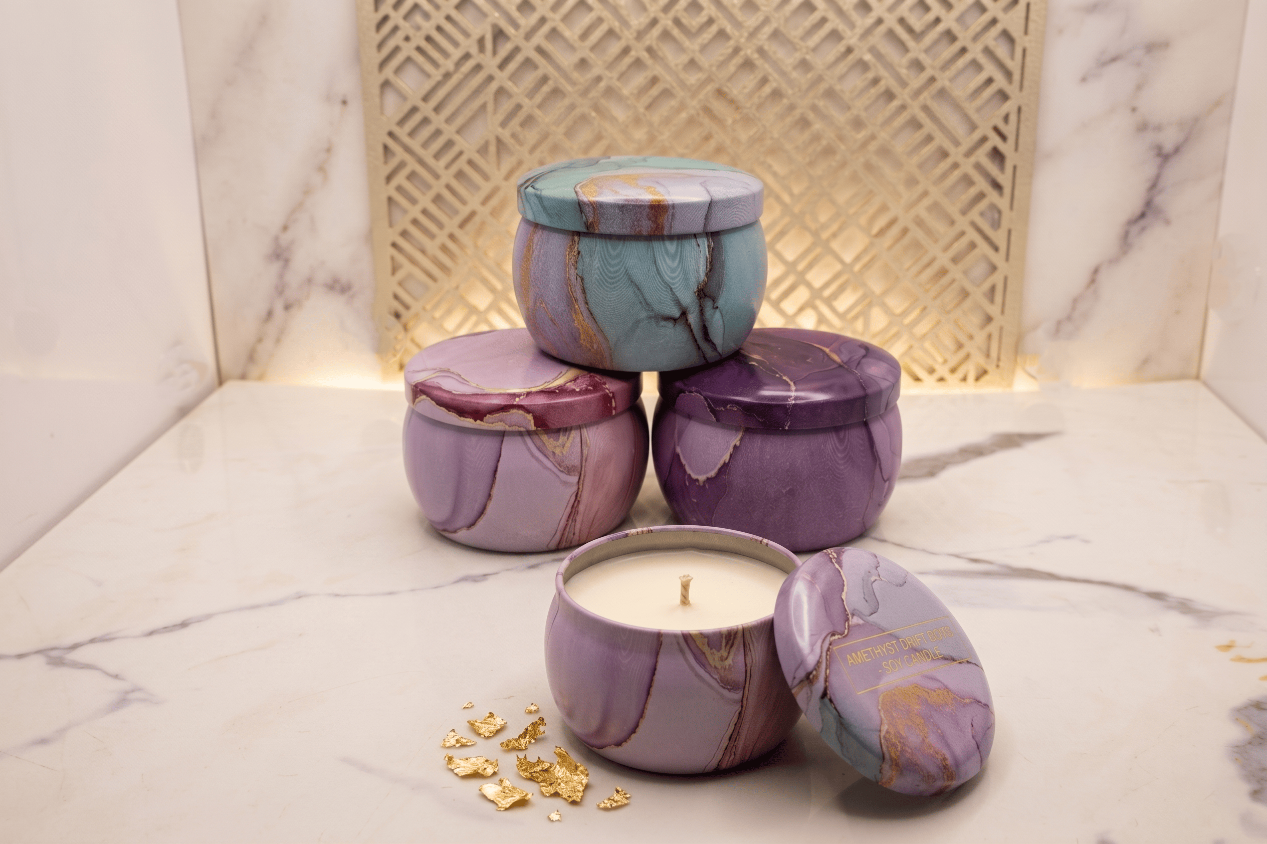 12 pcs Marble Tin Jar - 2 - Furxotic