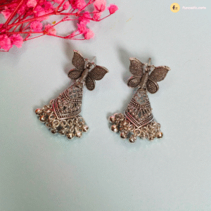 Oxidised Jhumka With Butterfly And Cone Shape jhumka