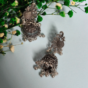 Peacock Jhumka Oxidised Earring