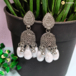 Drop Jhumka With Pearl Oxidised Earring