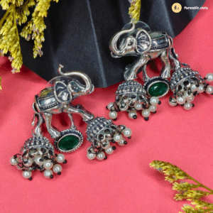 Oxidized Elephant Stud Earring