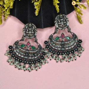Silver Plated Oxidized Earring