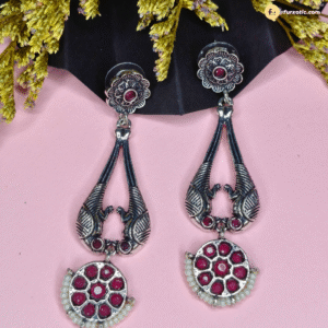 Ruby Stone Silver Drop Earring