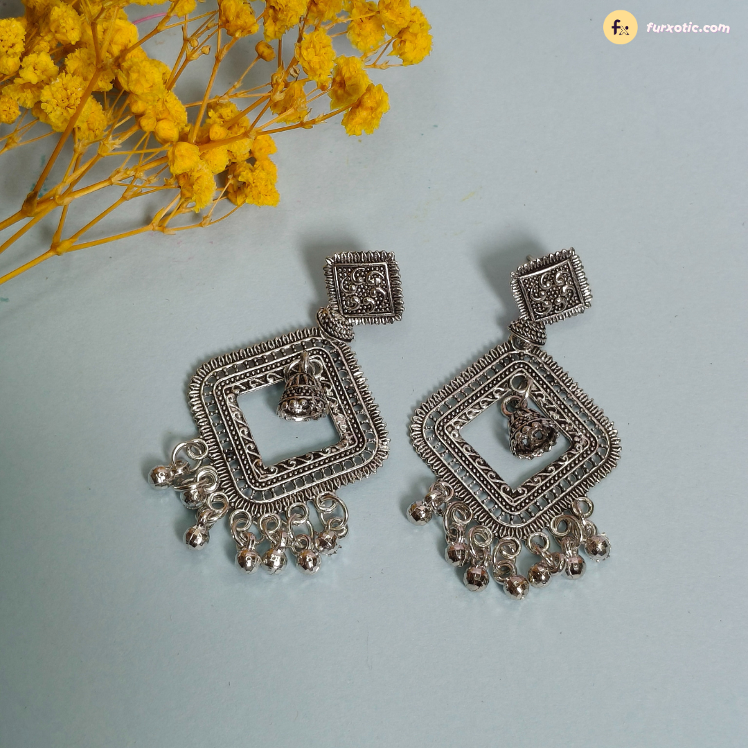 Oxidised Kite Shape Earring