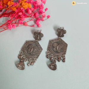 Butterfly Long Jhumka Oxidised Earring