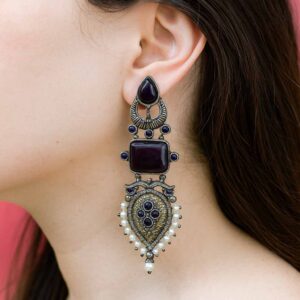 Beautiful Monalisa Stone Silver Earring