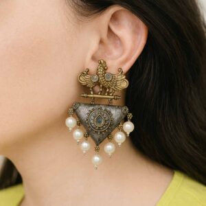 Beautiful Gold Silver Plated Earring with Pearl